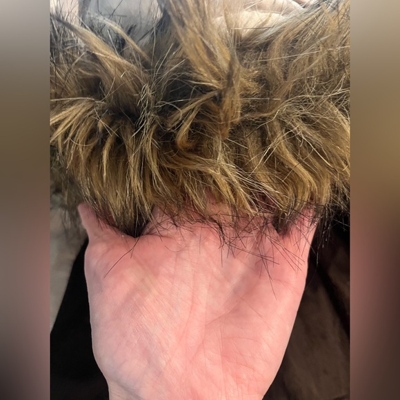 Mid-length Down filled coat Cream with fur trimmed Hood Sz M - Picture 5 of 8